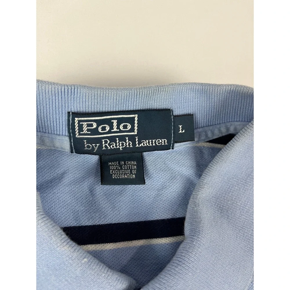 Polo Ralph‎ Lauren Men's Striped Short Sleeve Polo Shirt Size L Blue Orange